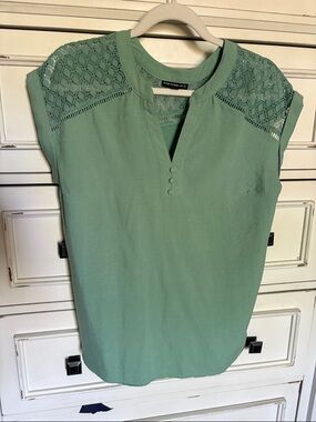 Mint Green Lace Shoulder Blouse